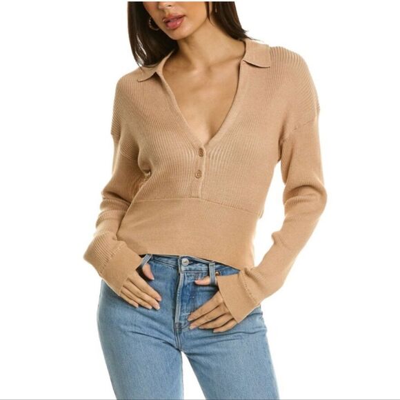 Monrow Rib Polo Sweater - Picture 1 of 9